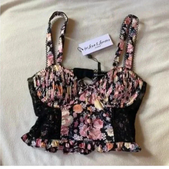 For Love & Lemons NWT Gardenia Long Line Bustier Crop Top Lovely LACE size Large - Picture 15 of 16